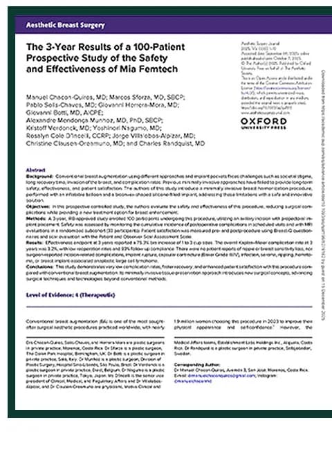 Aesthetic Surgery Journal сэтгүүлд нийтлэгдсэн Mia Femtech-ийн 3 жилийн судалгаа